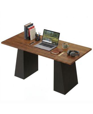 63 Inch Computer Desk with Trapezoidal Frame