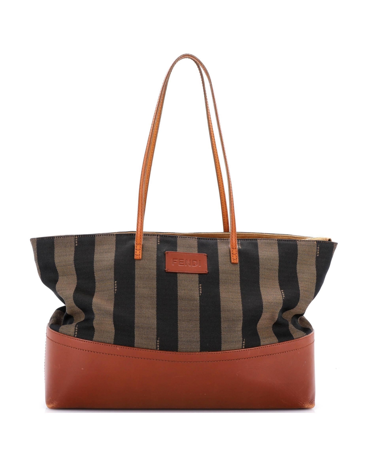 Pre-Owned Fendi Pequin Roll Tote Canvas and Leather