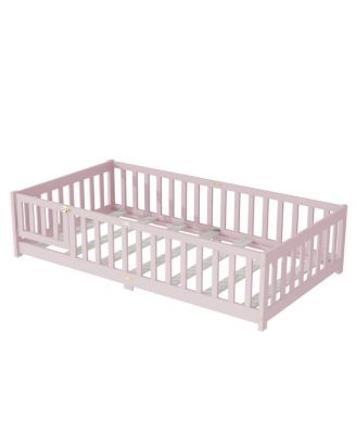 Floor Bed with Fence and Door, Rubber Wood