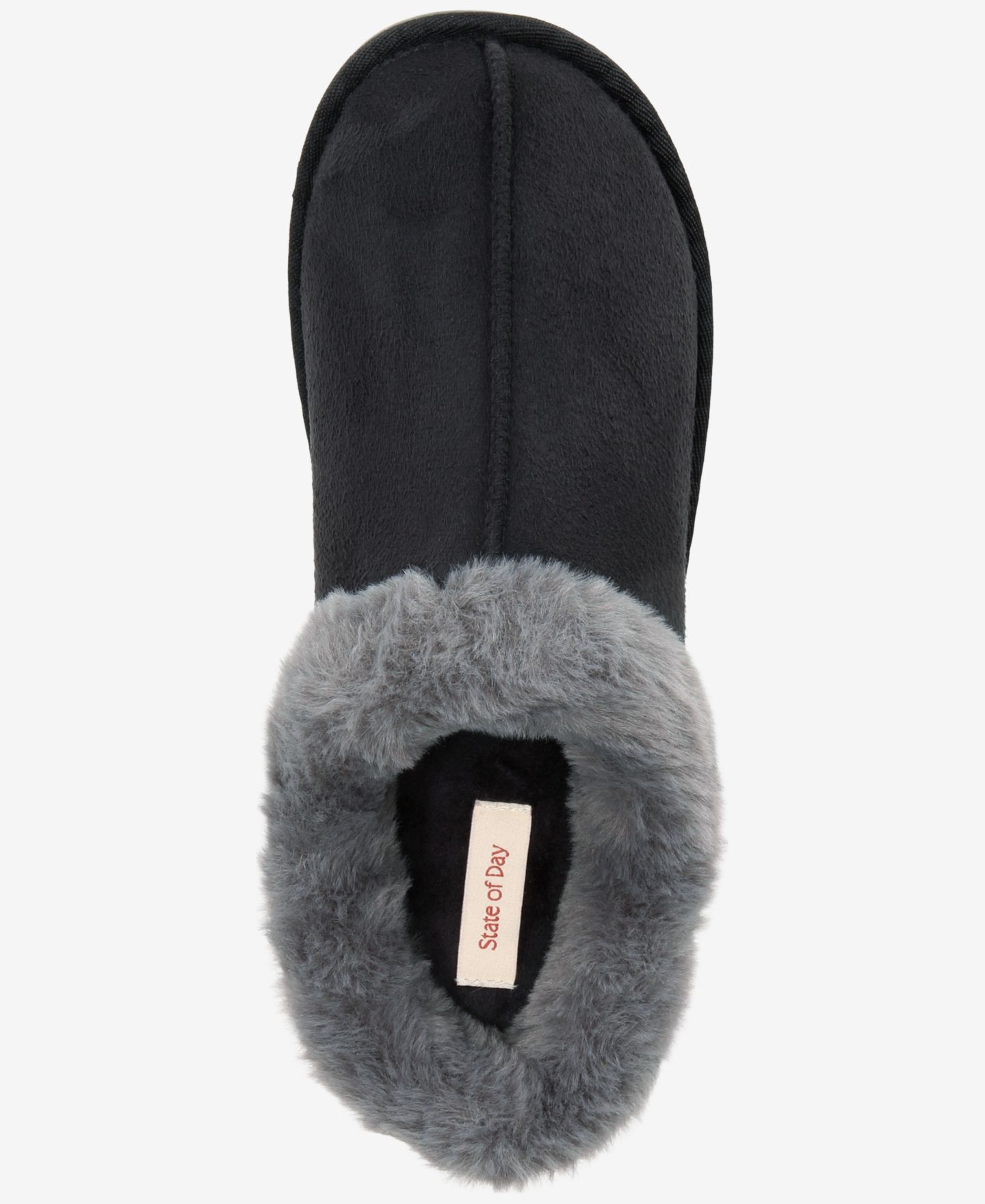Женские сабо State of Day Boxed Faux-Fur-Collar Clog Slippers, цвет: Глубокий чёрный — фото 6