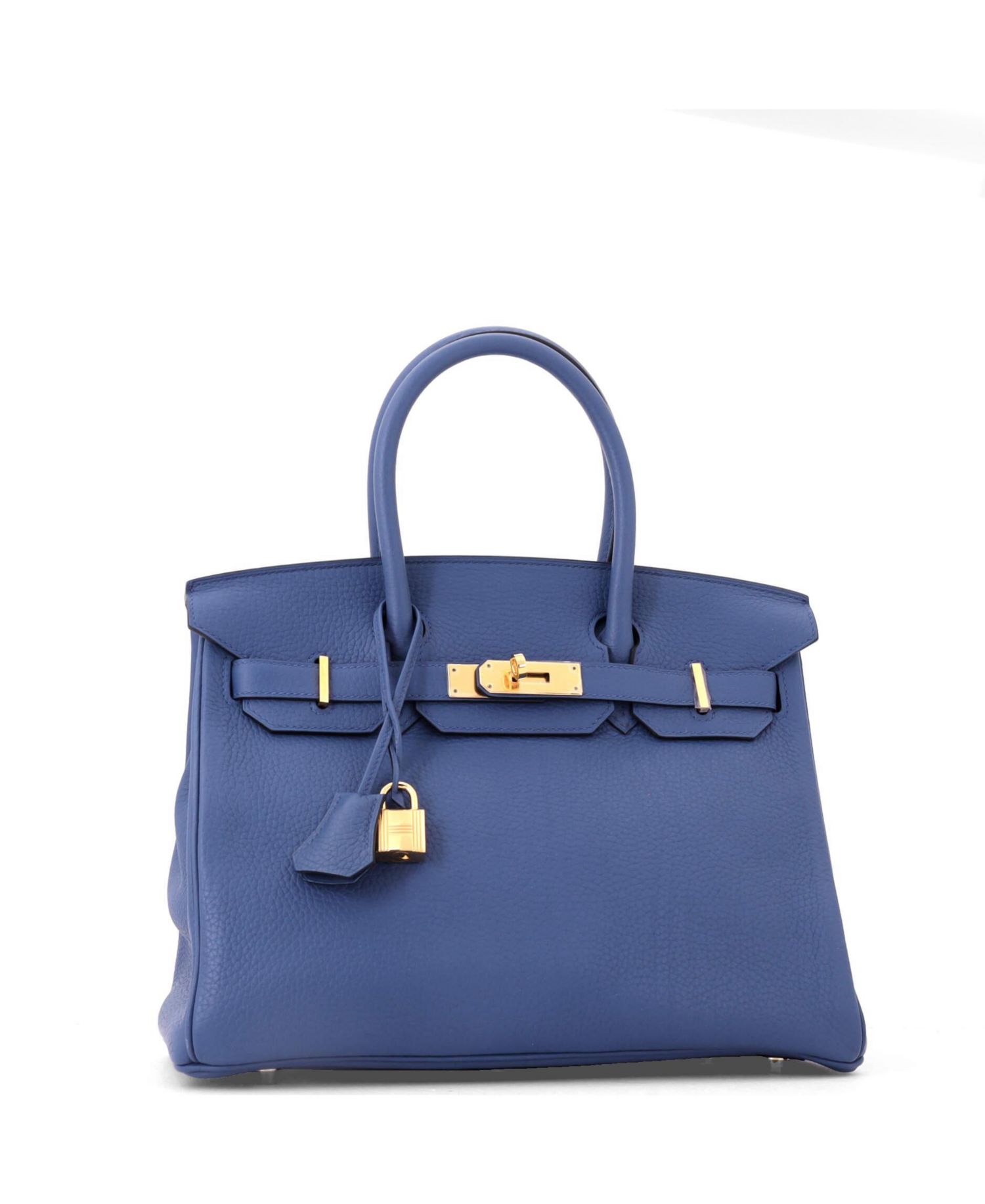 Birkin 30 Handbag Blue Clemence with Gold Hardware