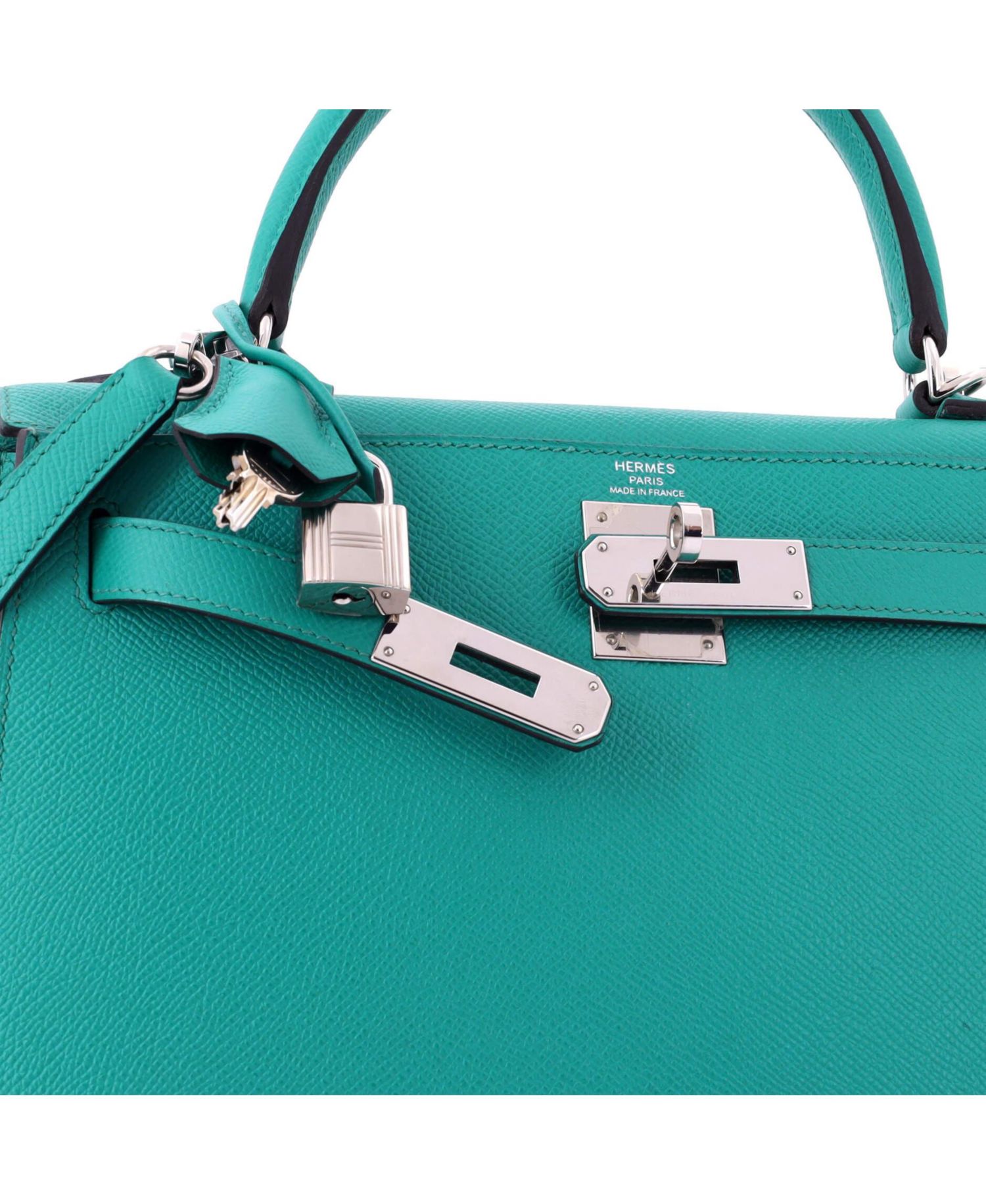 Kelly 28 Handbag Blue Epsom with Palladium Hardware