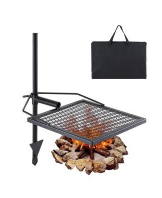 Swivel Campfire Grill, 26.6 x 16 x 28 inches Steel Grate with Adjustable Height