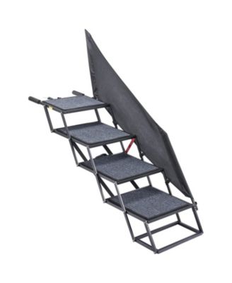 Dog Stairs for Car 4-Step Extra Wide Foldable Ramp with Rug Surface