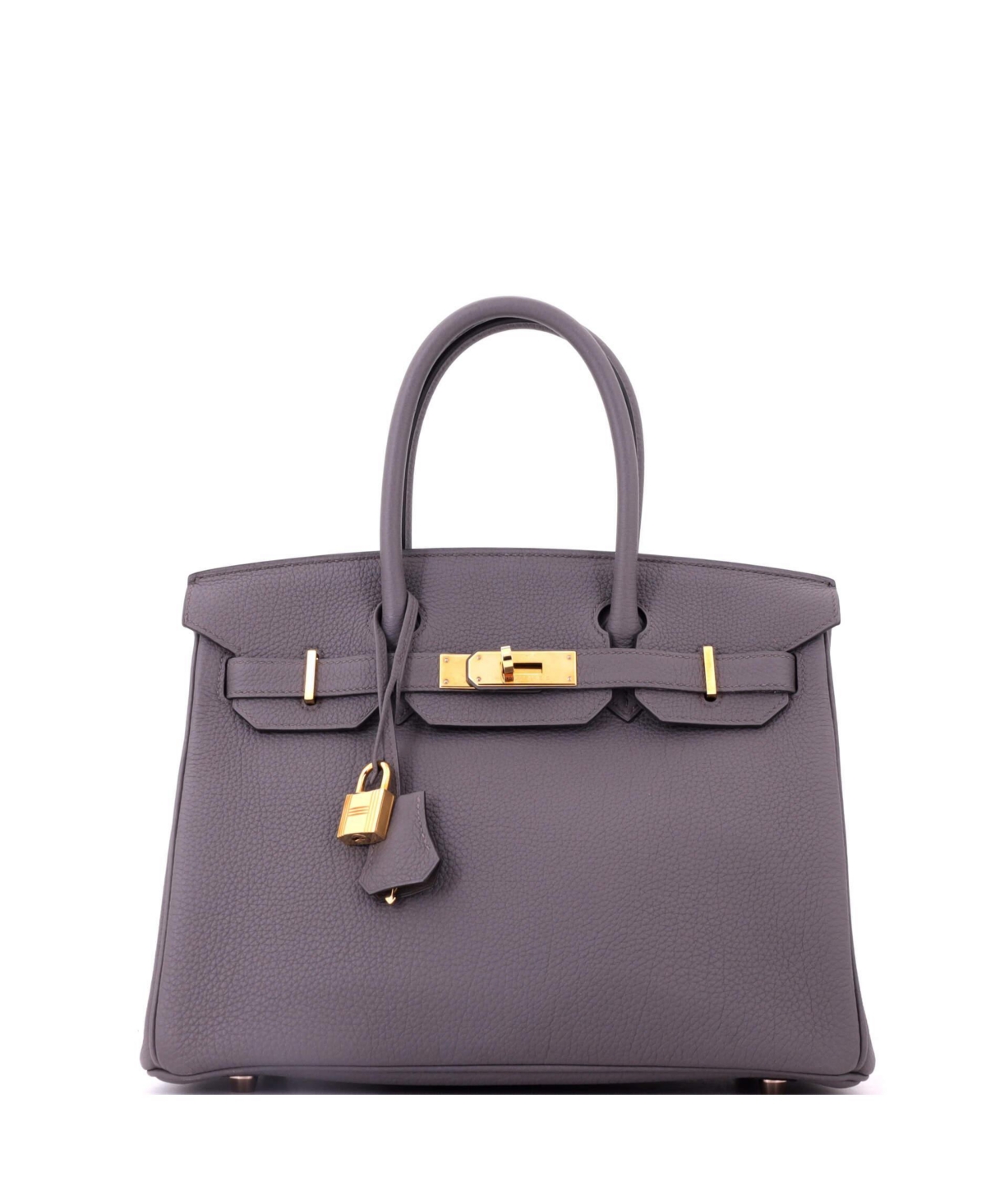 Pre-Owned HERMES Birkin 30 Handbag Grey Togo with Rose Gold Hardware