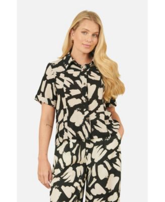 Women's Short Sleeve Printed Relaxed Fit Shirt