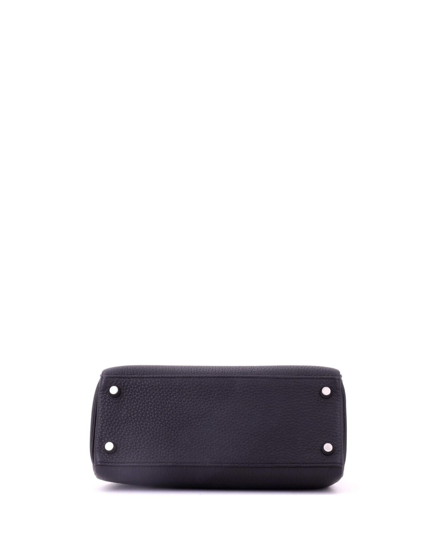 Kelly 25 Handbag Black Togo with Palladium Hardware