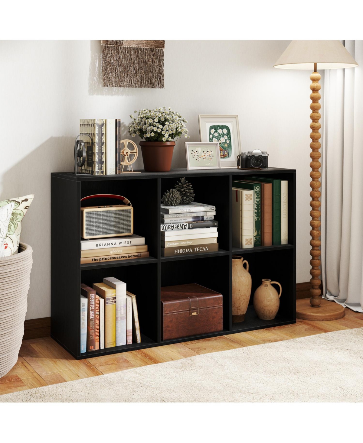 Slickblue Modern 6-Cube Organizer Bookcase with Anti-Tip Hardware
