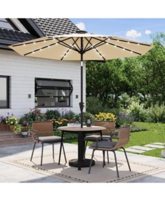 9 Feet  Outdoor Table Solar Patio Umbrella with 32 LED Lights, UV Protection for Pool, Deck
