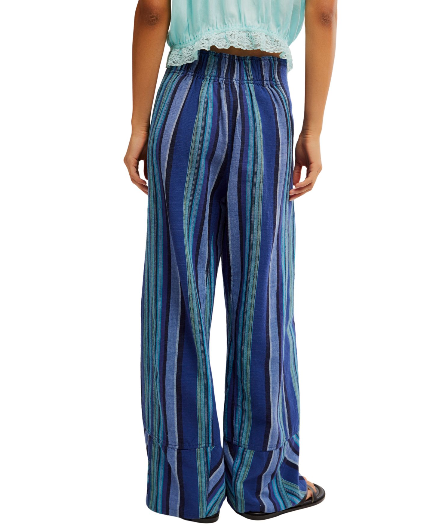 Женские брюки Free People Days End Solar Stripe Wide-Leg, цвет: Тёмно-синий комбинированный — фото 5