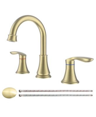 2-Handle 8 inch Widespread Bathroom Sink Faucet Brushed  Lavatory Faucet 3 Hole 360degree(s) Swivel Spout Vanity Sink Basin Faucets