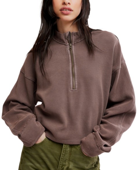 Женские Free People Women's Celeste Quarter-Zip Pull-On Sweatshirt