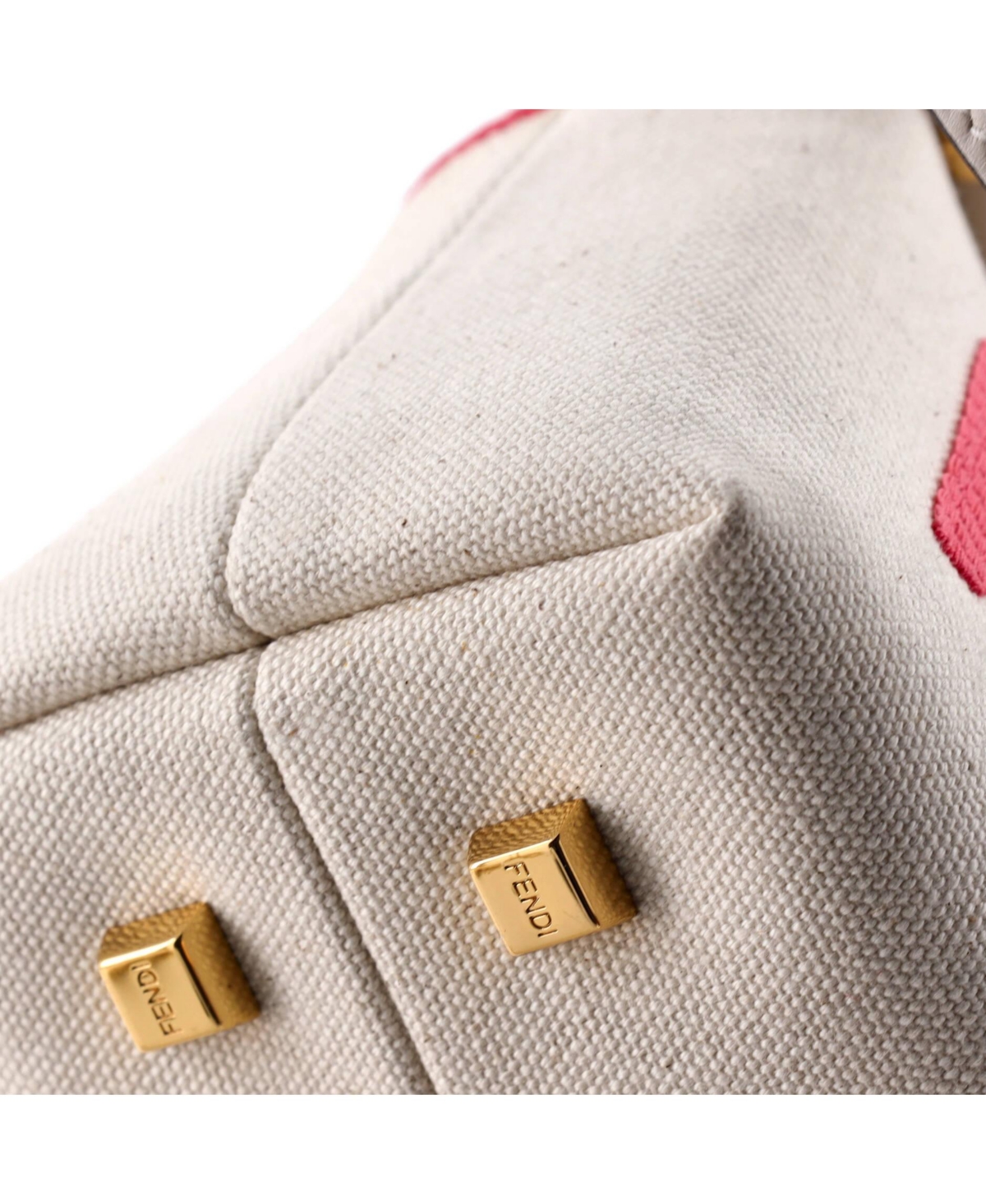 Pre-Owned Fendi Mini Logo By The Way Top Handle Bag Embroidered Canvas