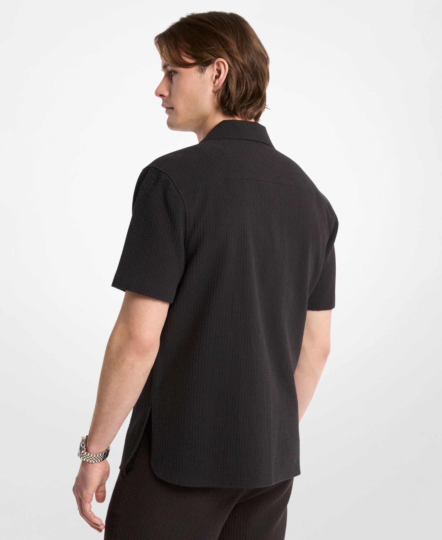 Men's Cotton Waffle Camp Collar Shirt