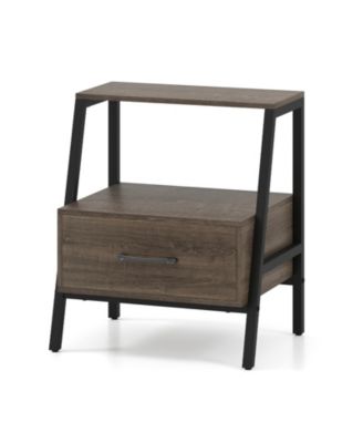 Farmhouse Style 3-Tier Nightstand with Open Storage Shelf