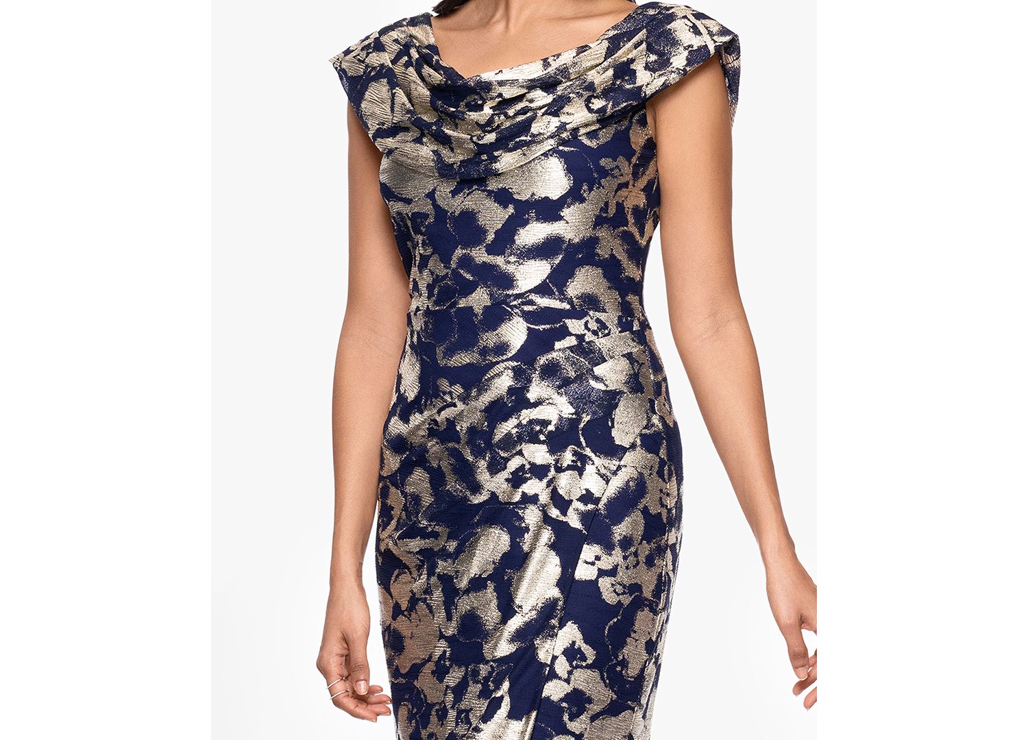 Petite Draped Neck Gown