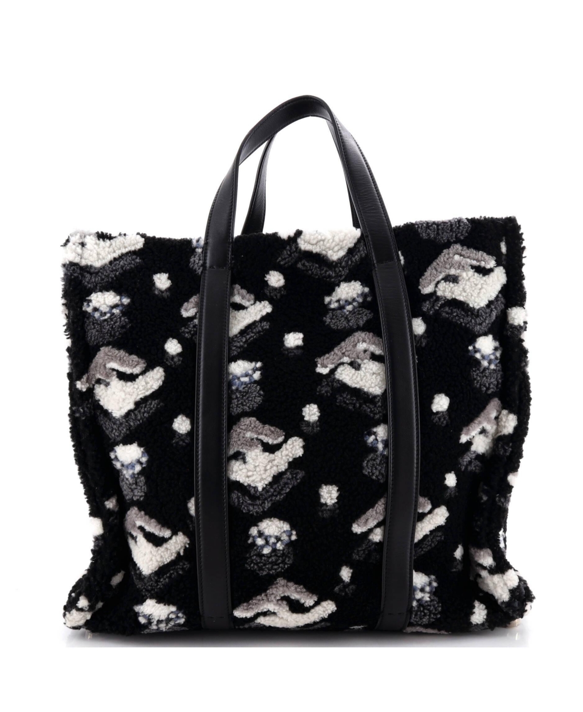 Pre-Owned Fendi Large Convertible Shopping Tote Printed Shearling