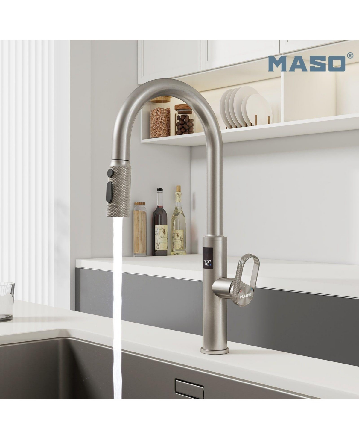 Phying 360 Swivel Touchless Kitchen Faucet Anti Rust Corrosion Resistant Sensor Sink Faucet with Automatic Sprayer