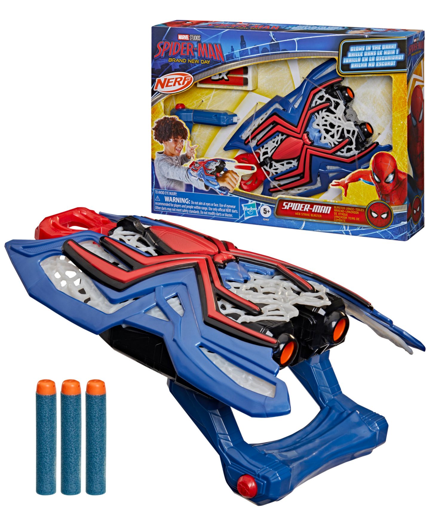 Детские игрушки Spider-Man Web Strike Glow-in-the-Dark 3-Piece Blaster, Ages 5+ — фото 3