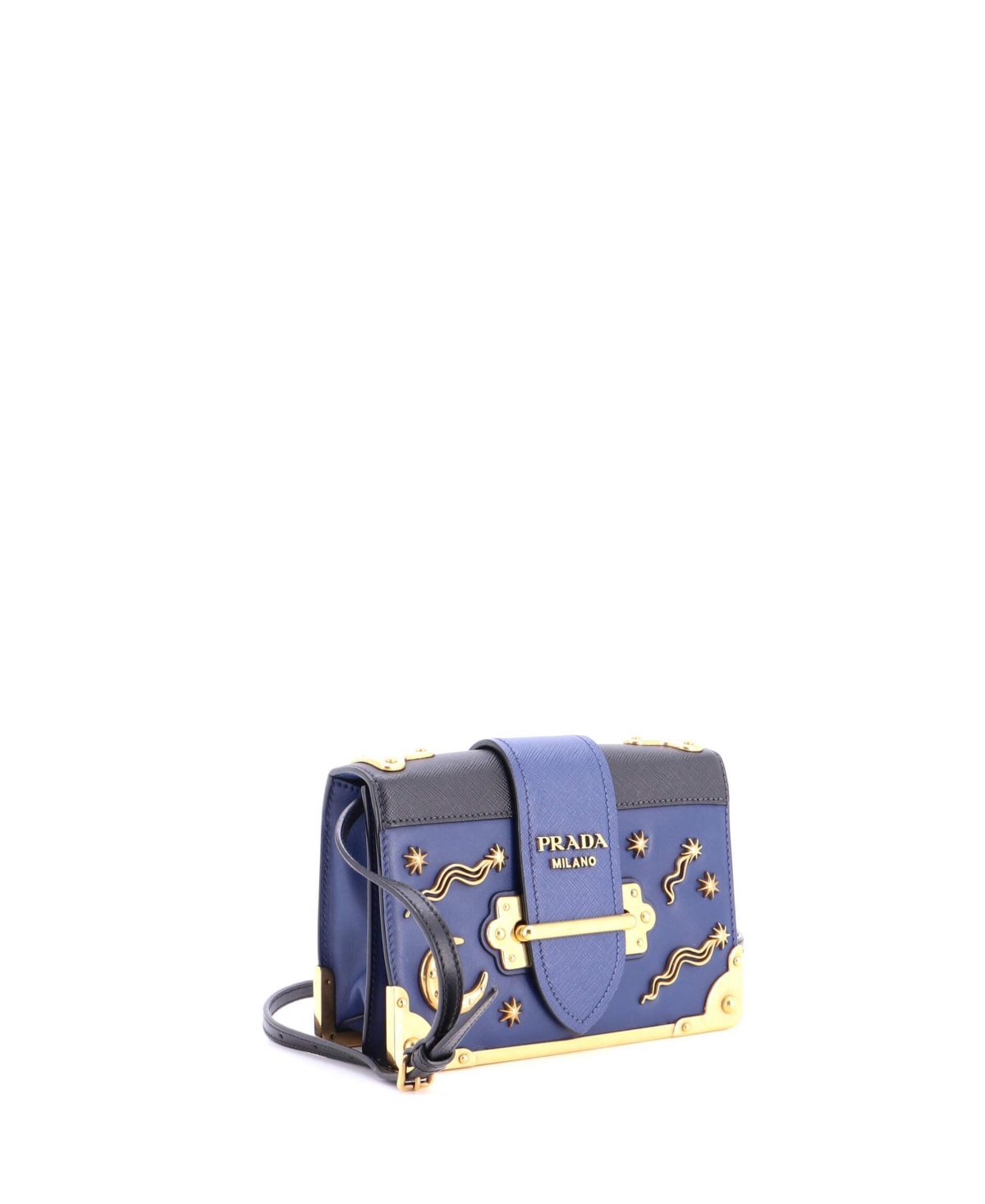 Pre-Owned Prada Small Cahier Crossbody Bag Embellished Leather