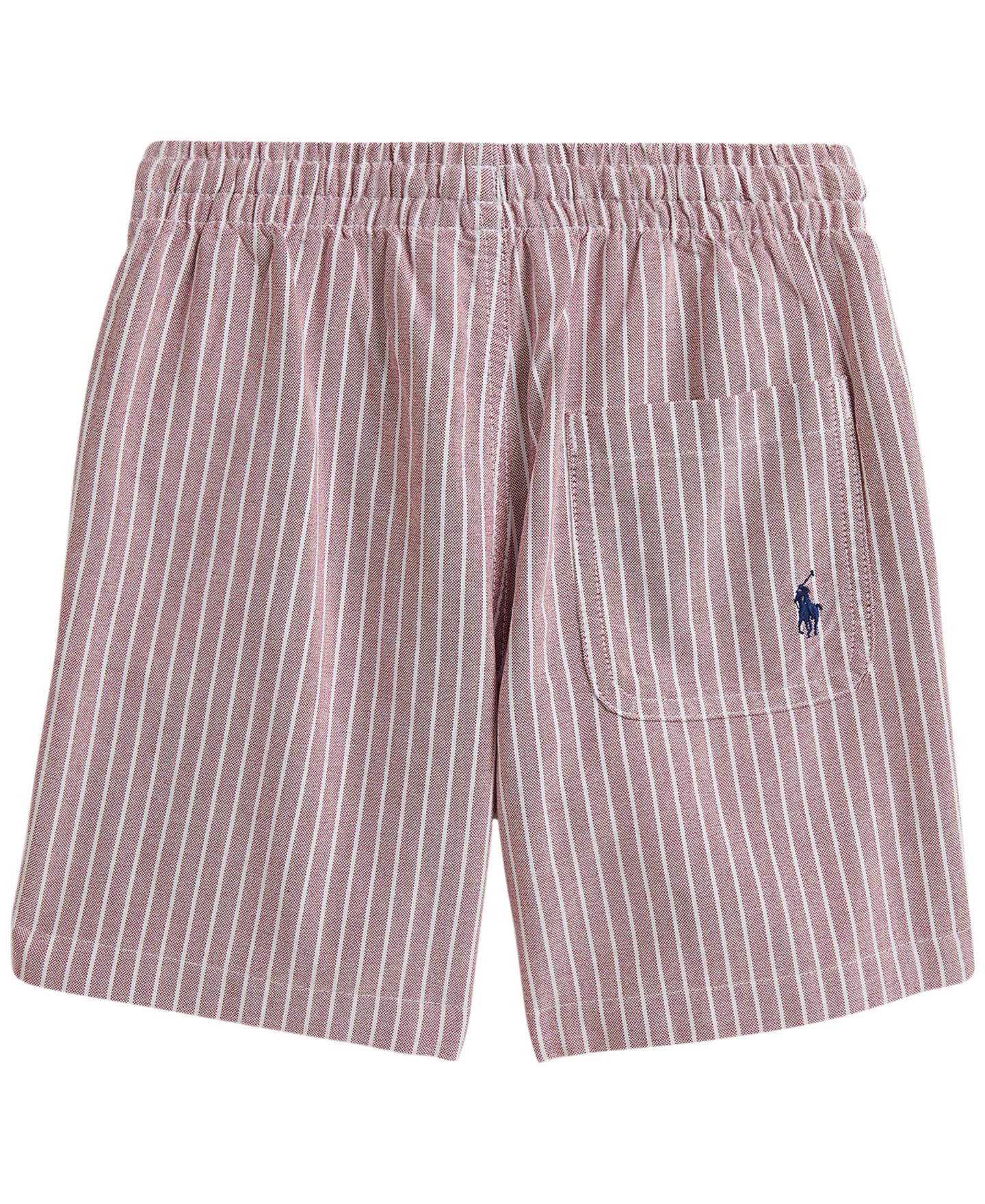 Шорты Polo Ralph Lauren Big Fit Striped Cotton Oxford Shorts для мальчиков, цвет: Бордовый белый — фото 2