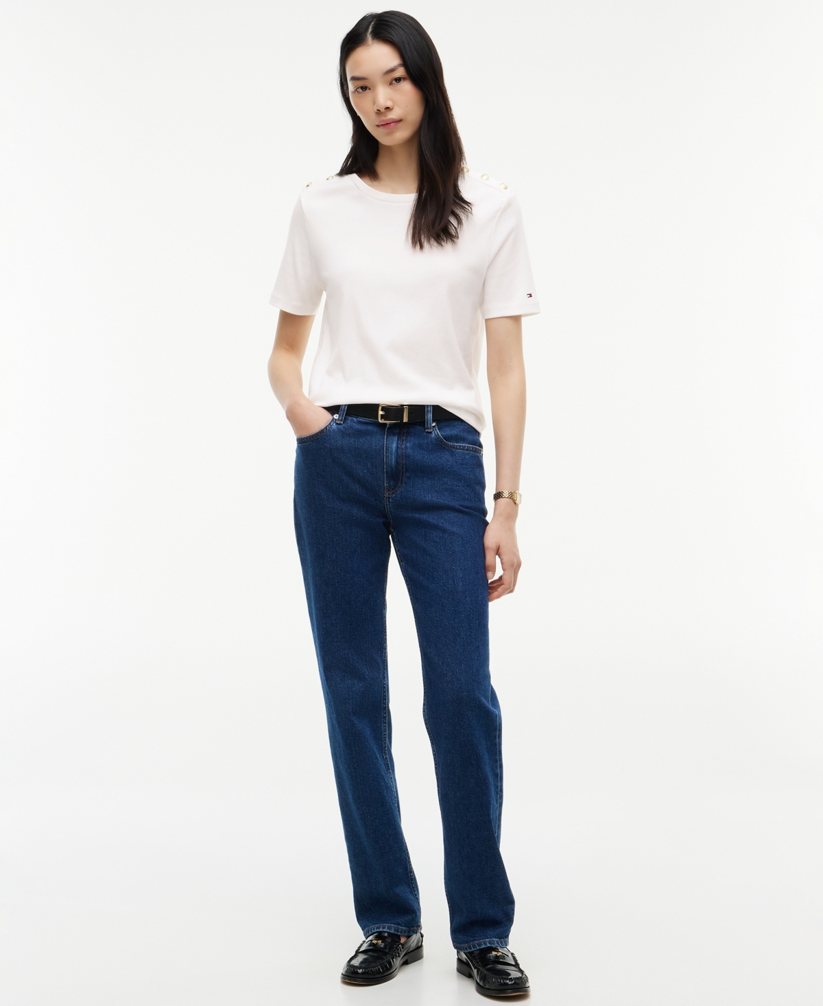 Tommy Hilfiger Women's Ribbed Boxy Crewneck T-Shirt