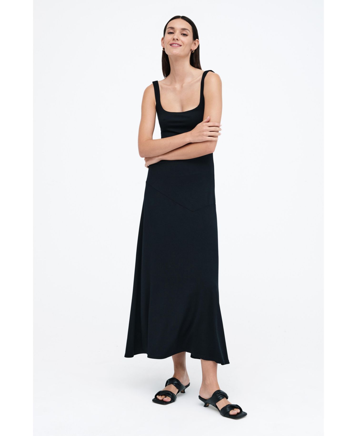 Women's Margot Square-Neck Fitted A-Line Jersey Midi Dress
