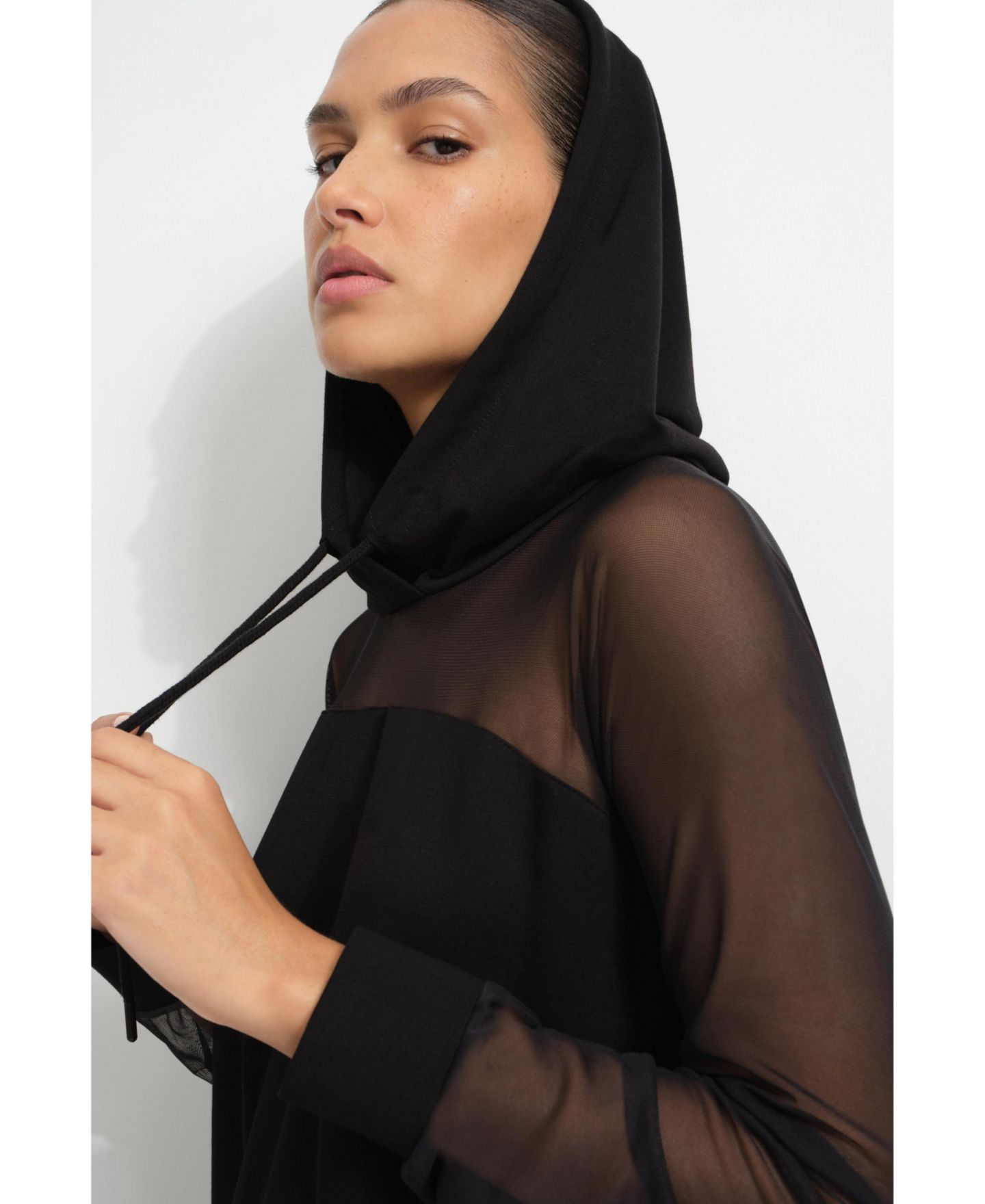 Женское платье Marcella Park Mesh-Panel Hooded Sweatshirt, цвет: Чёрный — фото 6