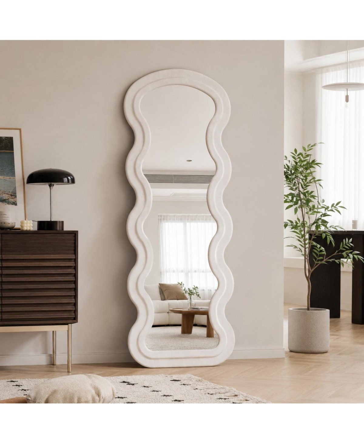 Phying Flannel Full Length Floor Mirror with Stand for Bedroom living room Hanging or Against the Wall