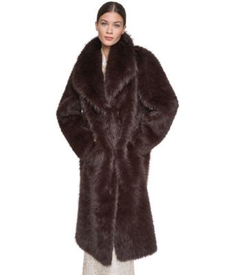 Women's Collared Faux Fur Coat