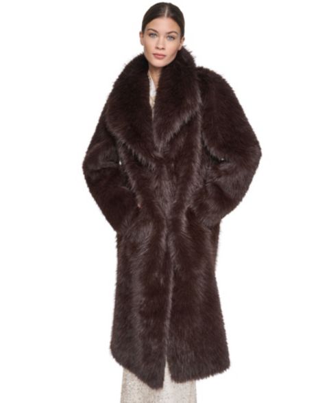 Женское пальто Halston Collared Faux Fur, цвет: Коричневый