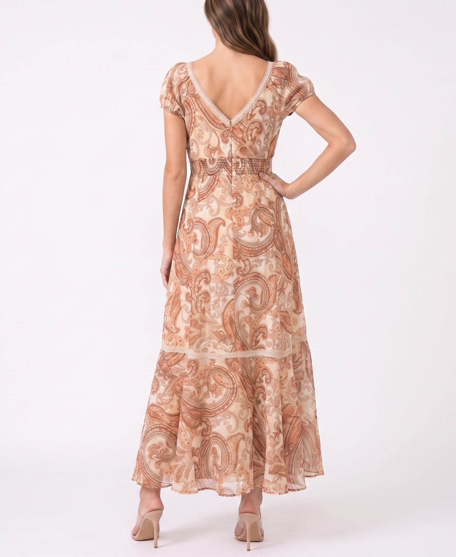 Women's V-Neck Paisley Fit & Flare Dress