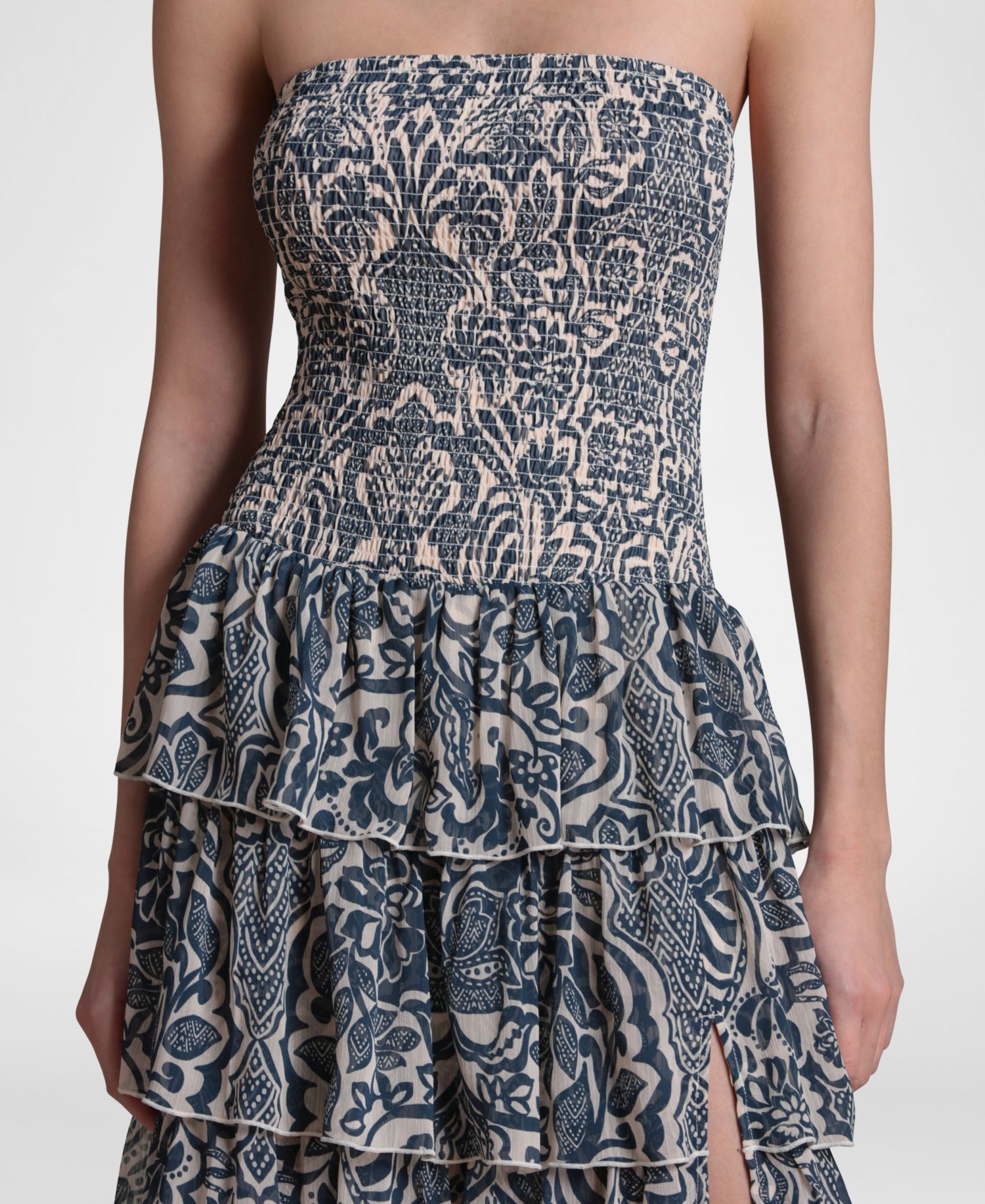 Women's Smocked-Bodice Strapless Maxi Dress