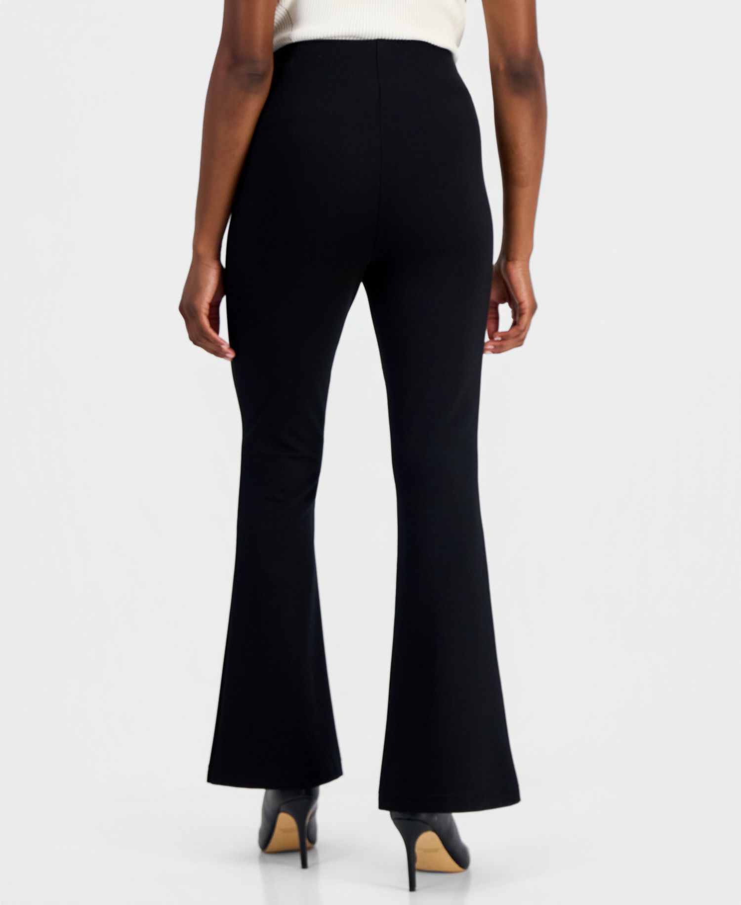 Petite Ponte-Knit Flare Pants