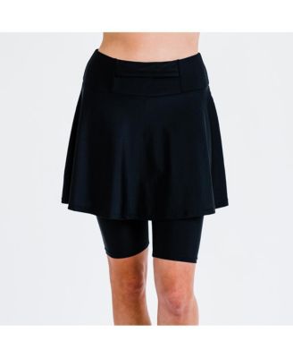 Women's Flared Mid-Thigh Swim Skirt With Bike Shorts
