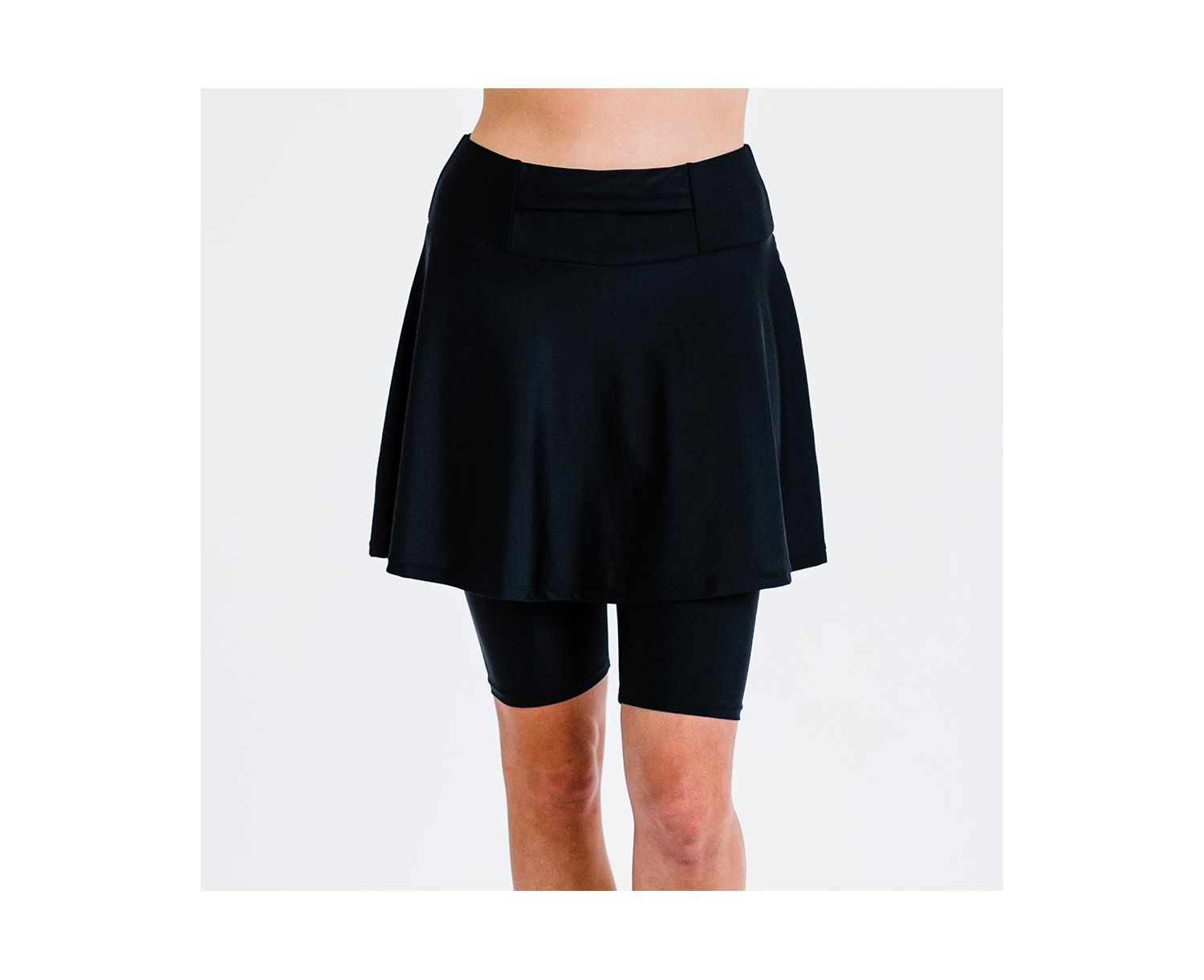 Women's Flared Mid-Thigh Swim Skirt With Bike Shorts