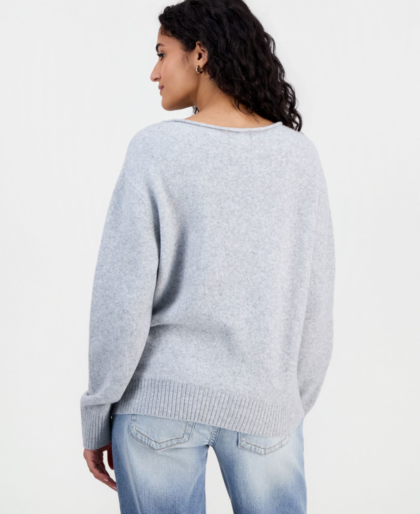 Женский свитер Just Polly Juniors' Sequin Star Slouchy, цвет: Меланжевый серый — фото 2