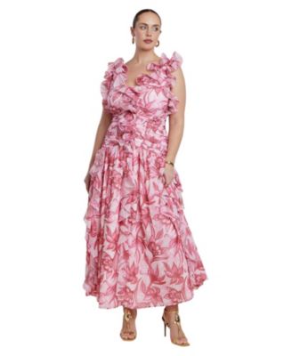 Women's Plus Size Ruffle Detail Maxi Dress