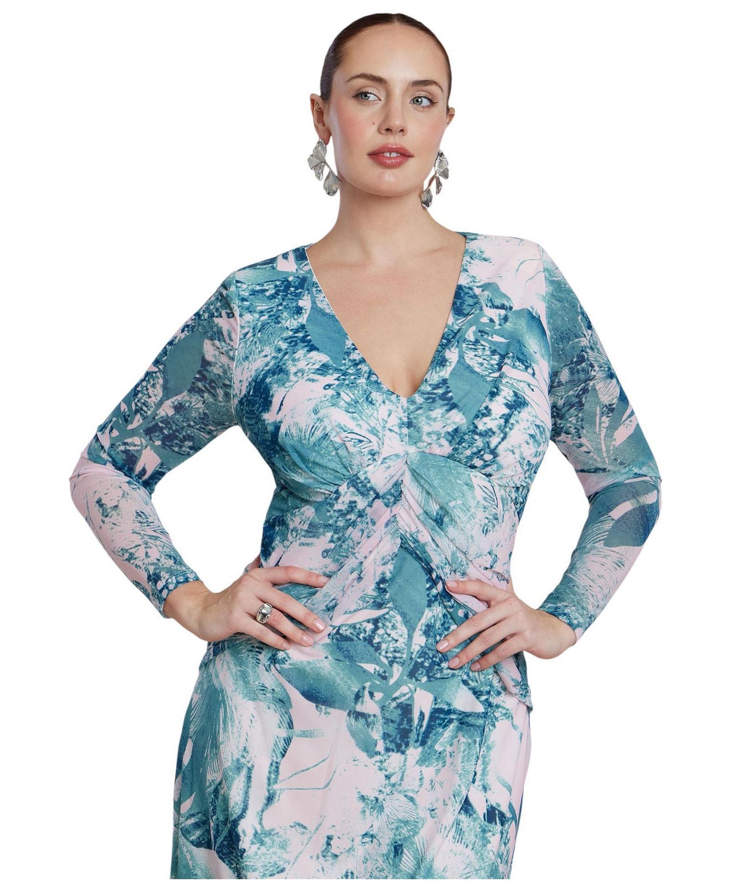Women's Printed Mesh Maxi Dress