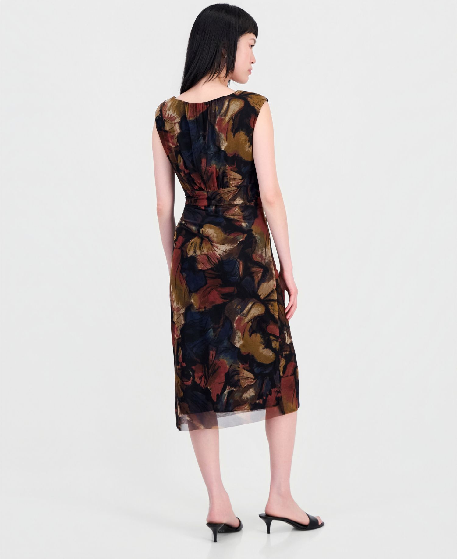 Women's Printed Surplice-Neck Pleated Dress