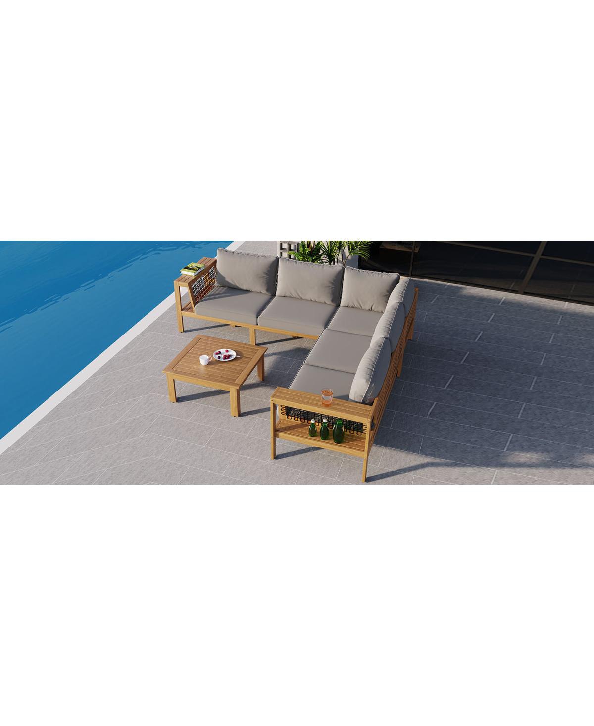 Streamdale Furniture Acacia Wood Outdoor Sofa Set with Coffee Table