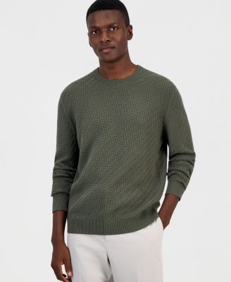 Men's Basket Weave Long-Sleeve Sweater