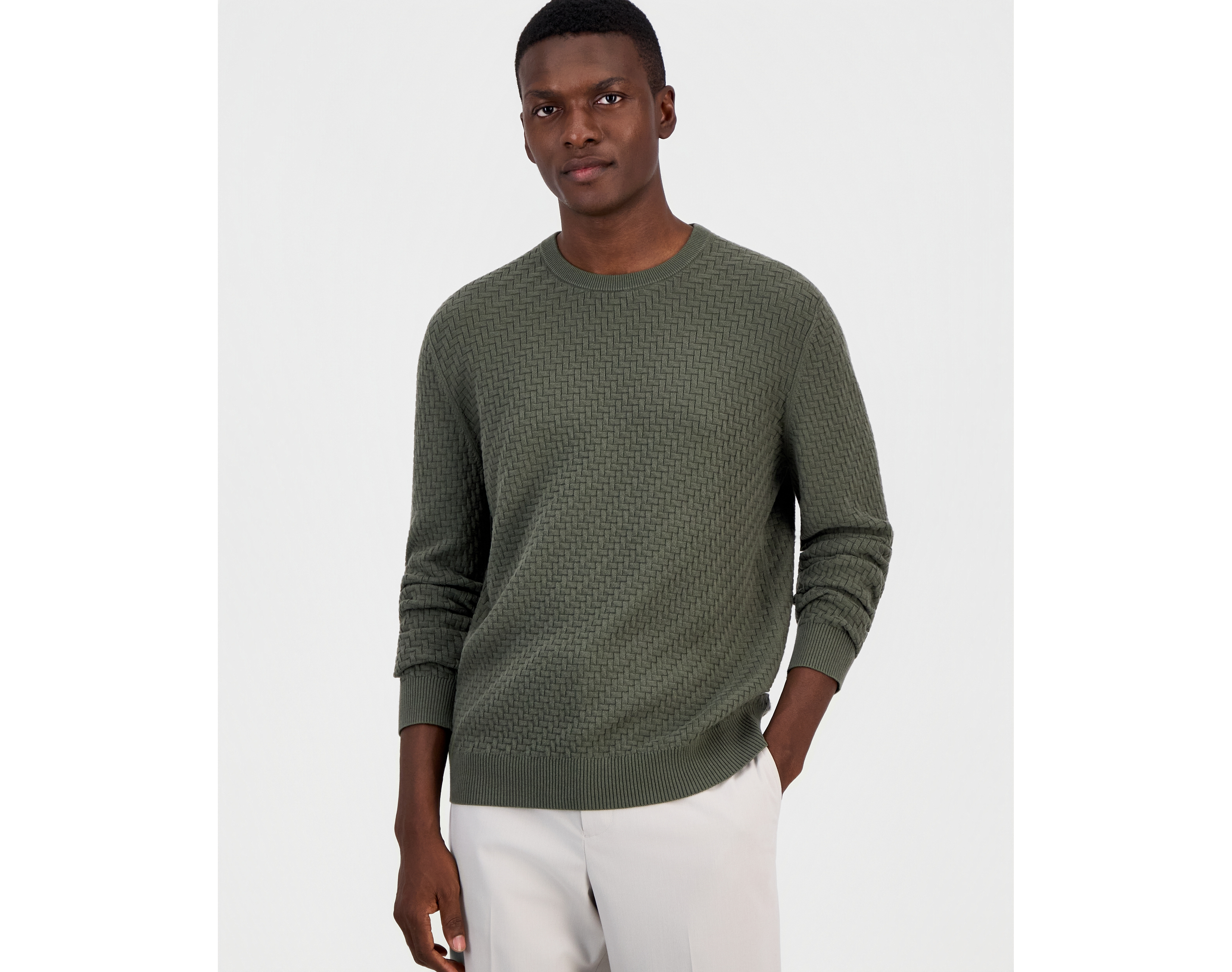 Alfani Men's Basket Weave Long-Sleeve Sweater, Macy's Exclusive