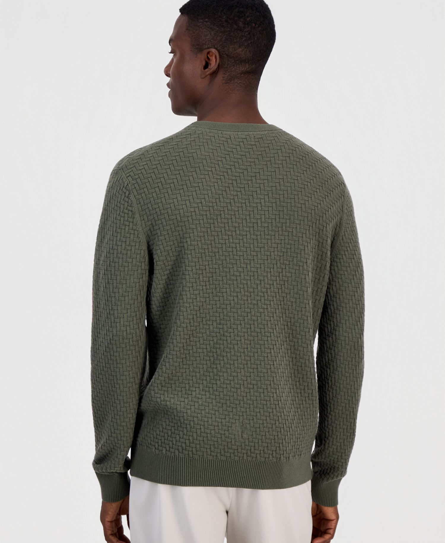 Men's Basket Weave Long-Sleeve Sweater