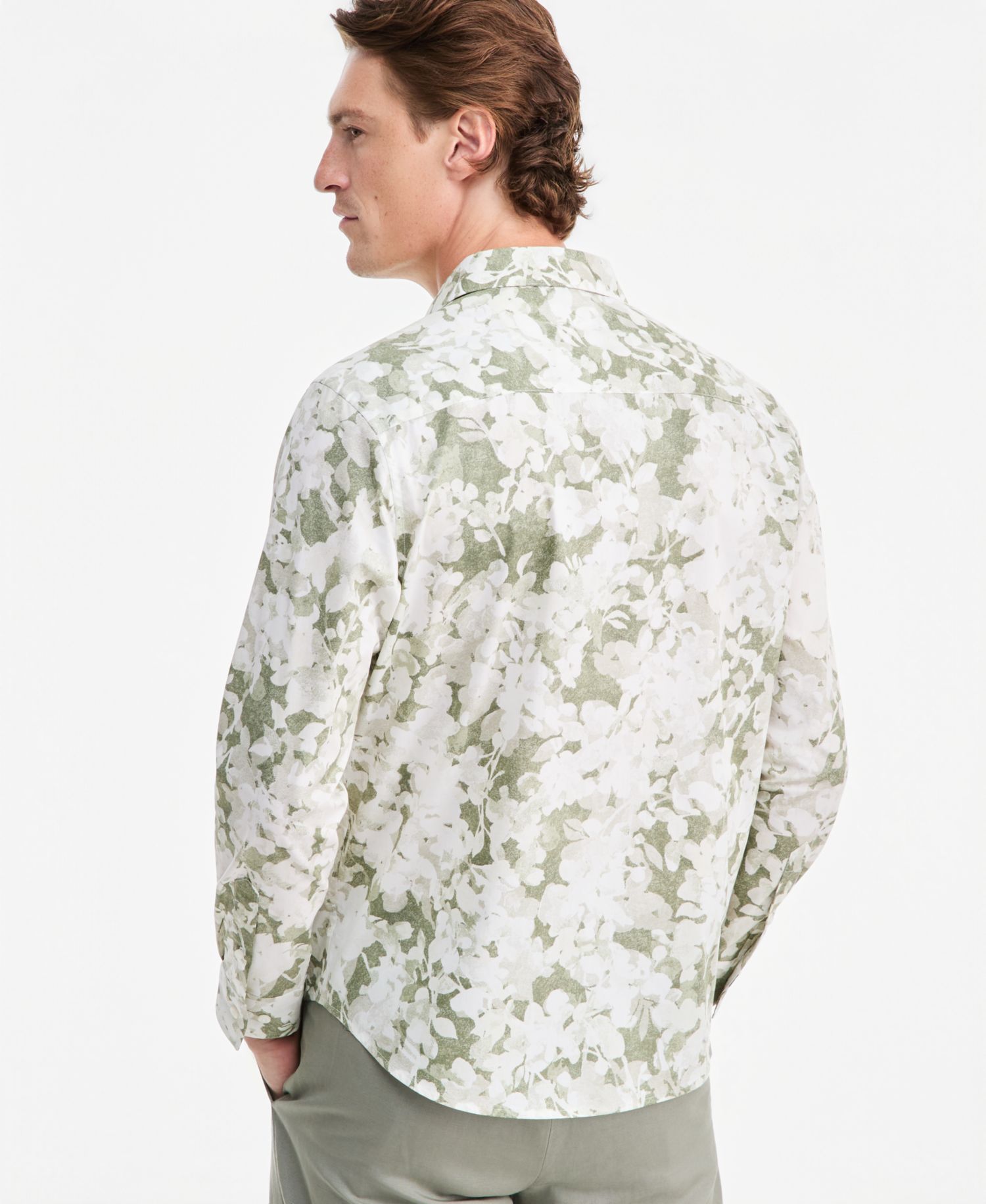 Men's Layered Botanical Poplin Long-Sleeve Shirt
