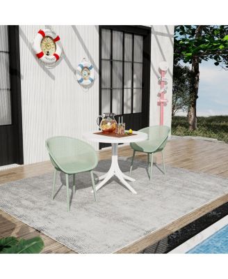  Summer 2-Pack Pale Green Lounge Chairs and Round Table Set