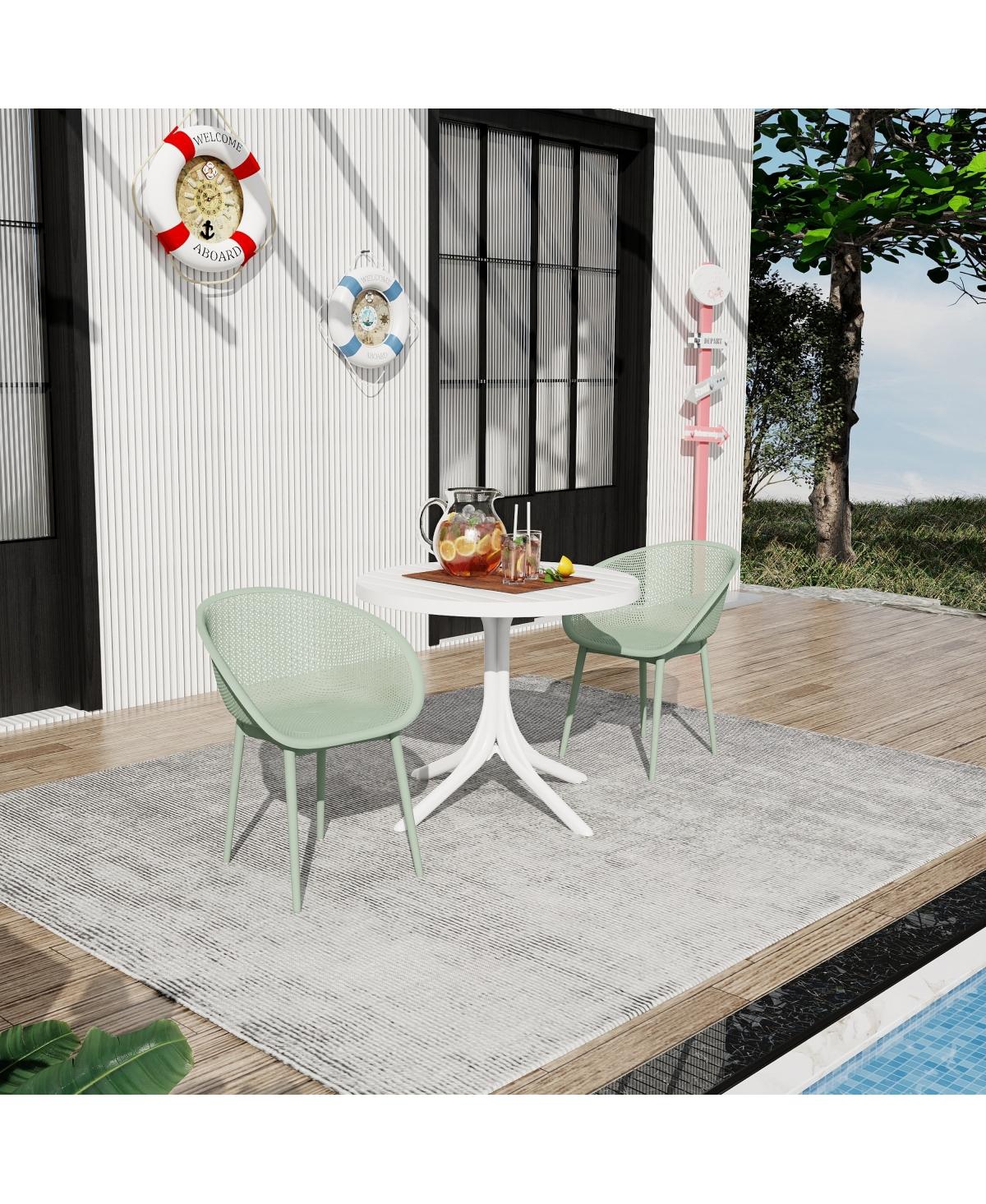 Streamdale Furniture Summer 2-Pack Pale Green Lounge Chairs and Round Table Set