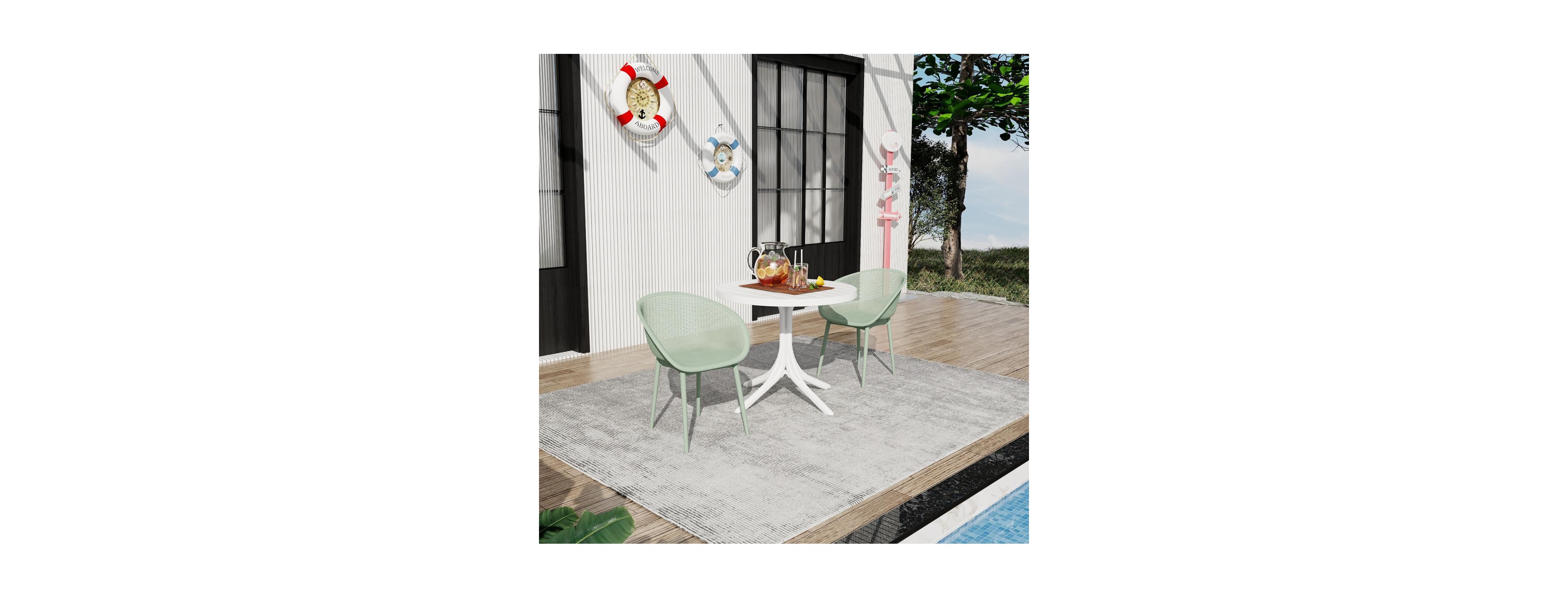 Streamdale Furniture Summer 2-Pack Pale Green Lounge Chairs and Round Table Set