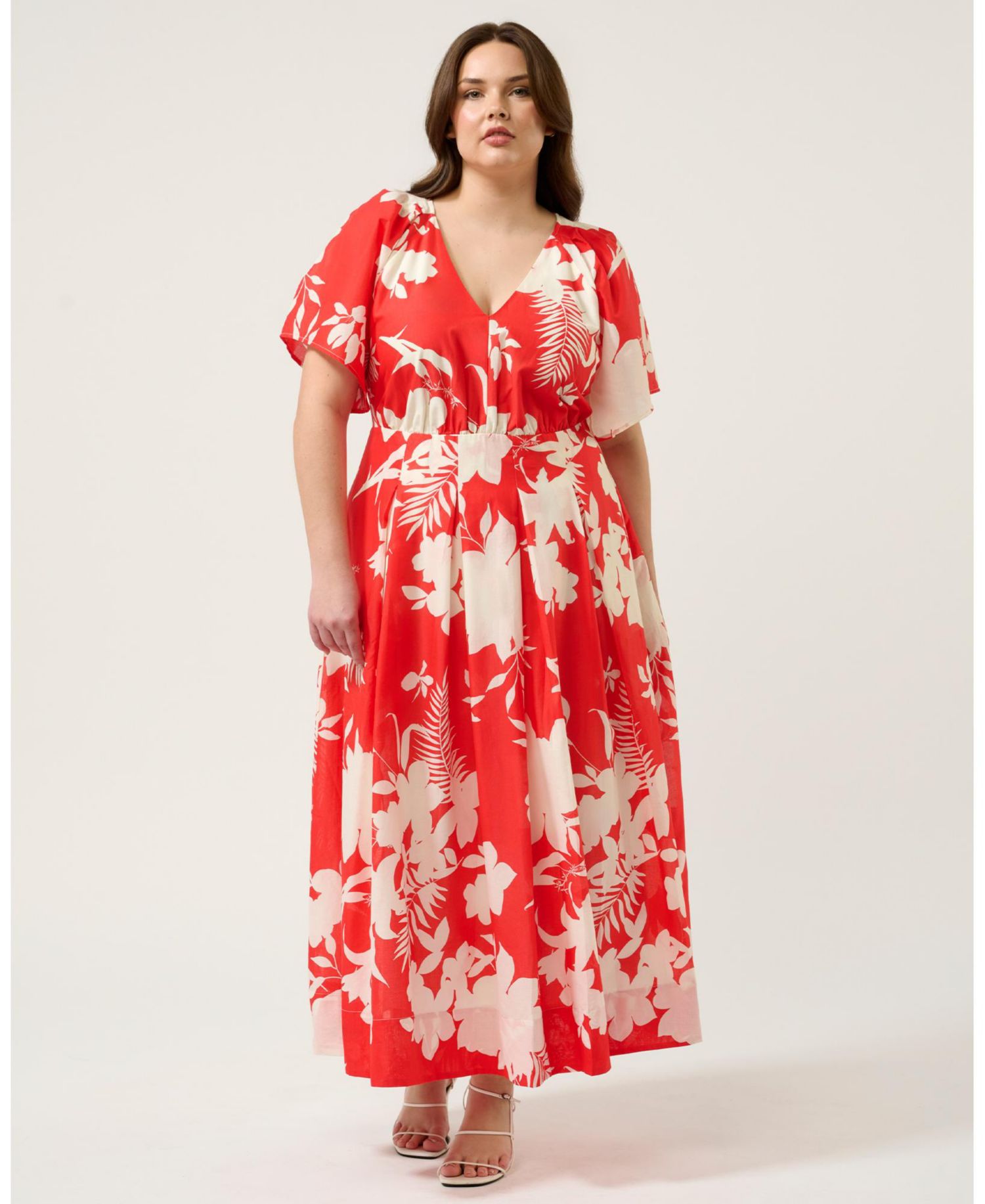 Plus size Solstice Floral Pleated Empire-Waist Maxi Dress