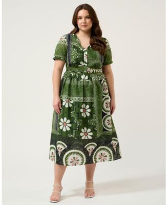 Women's Ethereal Floral Short Sleeve Empire Cotton Dress